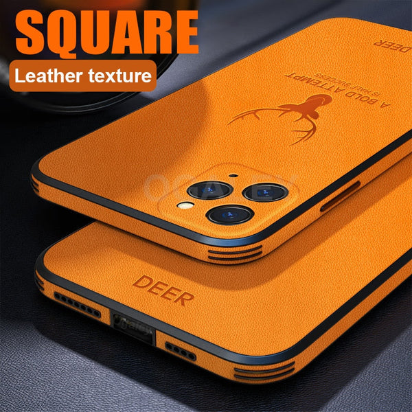 Square Leather Shockproof Case For iPhone – duriantea