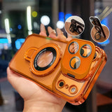 Dual-Bracket High-Transparency With Lens Film Case For iPhone