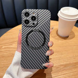 Magsafe Magnetic frameless carbon fiber half-pack case For iPhone