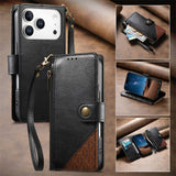 Flip Leather Wrist Strap Card Slots Wallet Case for IPhone