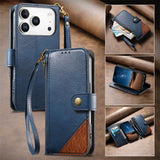 Flip Leather Wrist Strap Card Slots Wallet Case for IPhone