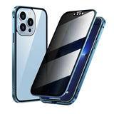 Anti-peeping 360° protection magnetic tempered glass case For iphone