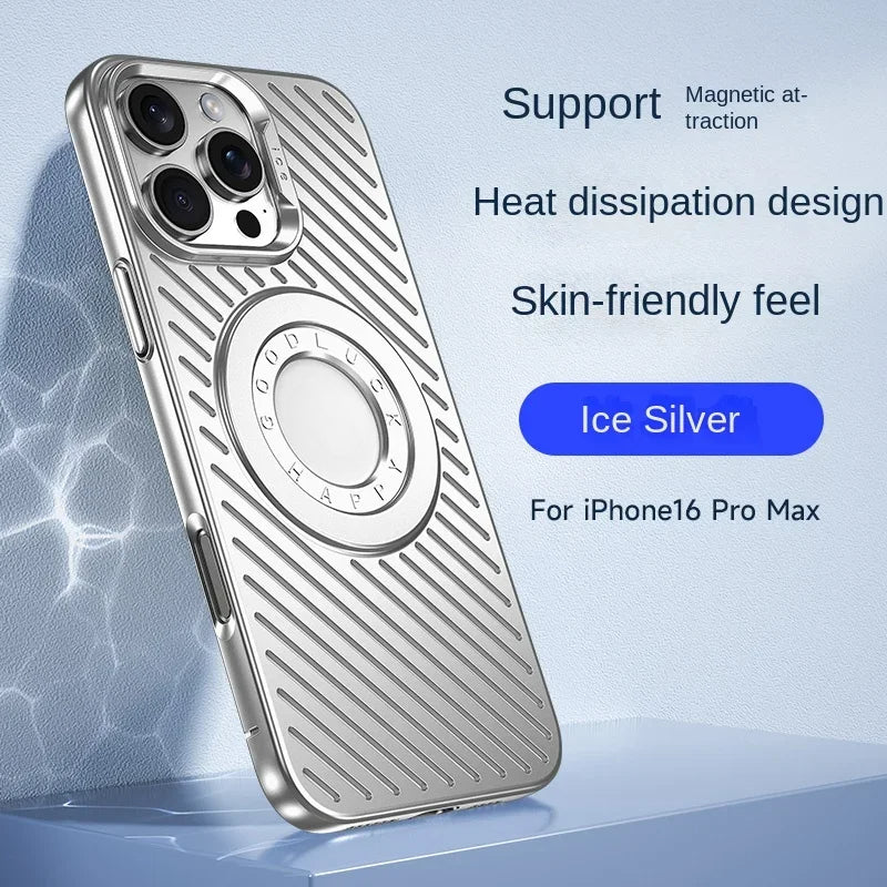 Magnetic Hollow Heat Dissipation Ice Armor Matte Case for iPhone