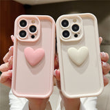 Cute 3D Love Heart Soft Liquid Silicone Case For iPhone