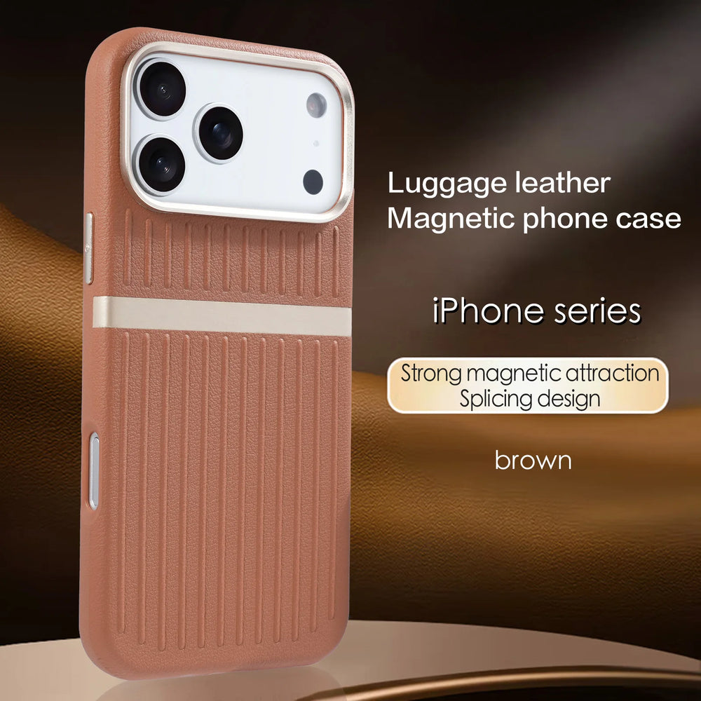 Strong Magnet Embossed Textured Leather Case For iPhone