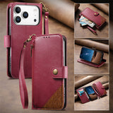 Flip Leather Wrist Strap Card Slots Wallet Case for IPhone