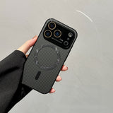 Large-view carbon fiber magnetic phone case for iPhone
