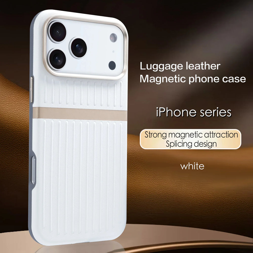 Strong Magnet Embossed Textured Leather Case For iPhone