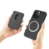 Carbon Fiber Card Holder Magnetic Case For iPhone