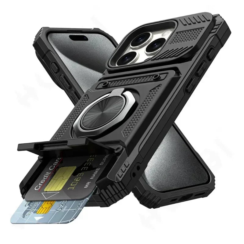 Heavy Duty Drop Protection Wallet Case For iPhone