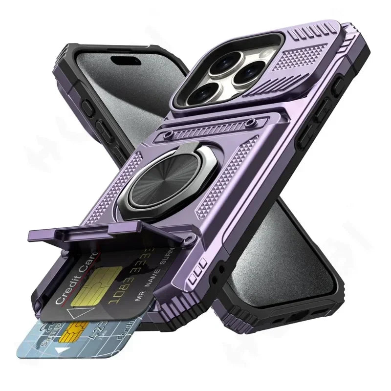 Heavy Duty Drop Protection Wallet Case For iPhone