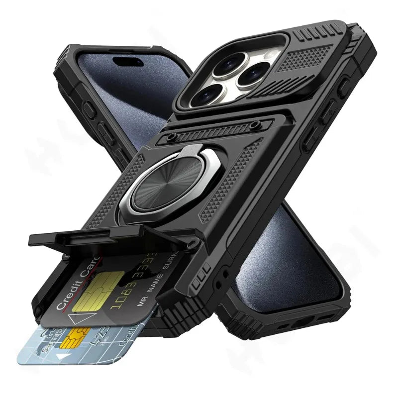 Heavy Duty Drop Protection Wallet Case For iPhone