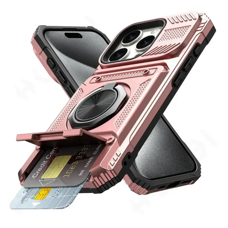 Heavy Duty Drop Protection Wallet Case For iPhone