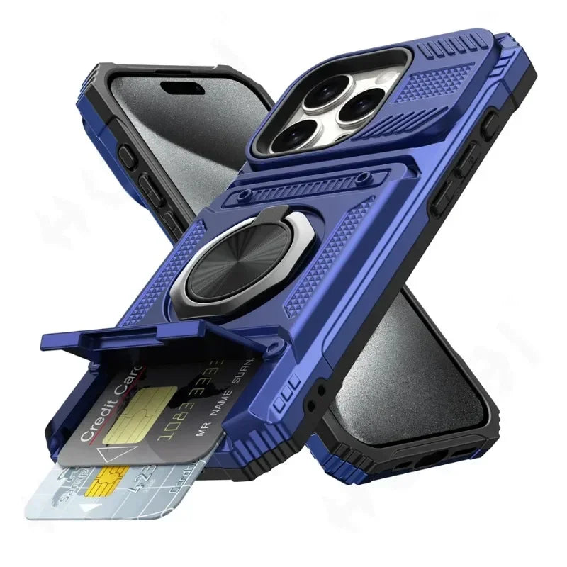 Heavy Duty Drop Protection Wallet Case For iPhone