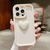 Cute 3D Love Heart Soft Liquid Silicone Case For iPhone