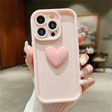 Cute 3D Love Heart Soft Liquid Silicone Case For iPhone