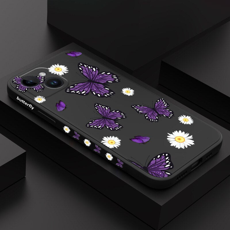 Daisy Butterfly Silicone Case For iPhone