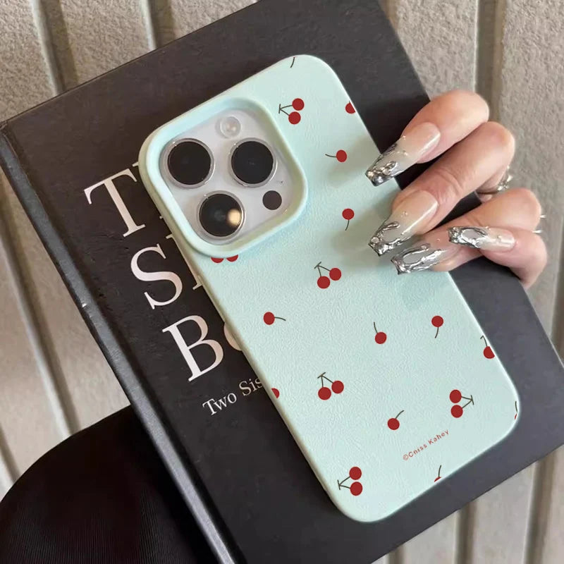 Cartoon Cherry Lichee Pattern Silicone Case for iPhone