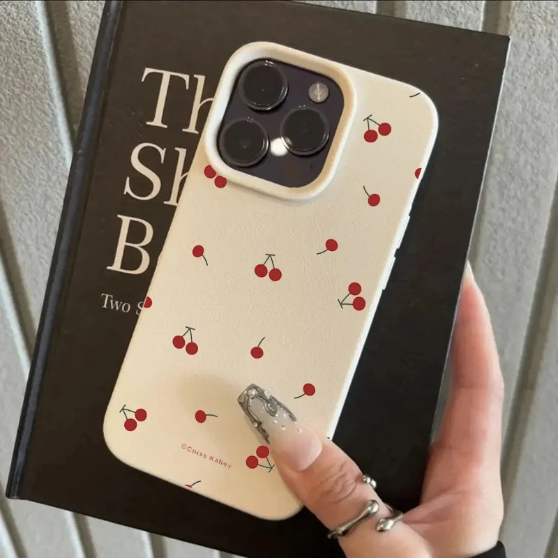 Cartoon Cherry Lichee Pattern Silicone Case for iPhone