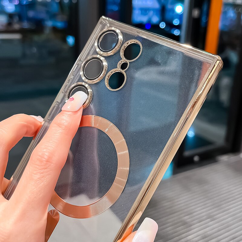 Magnetic Plating Transparent Case For Samsung