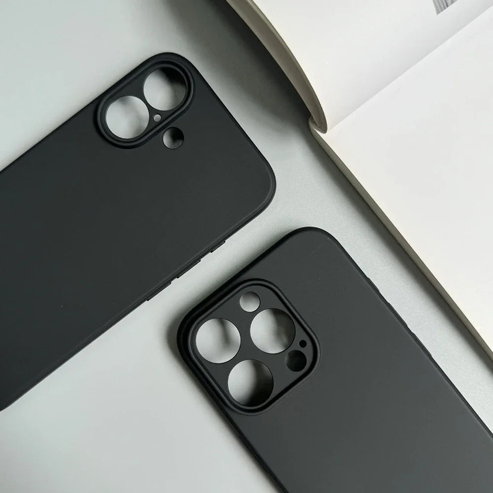 Luxury Full Black Silicone Matte Case For iPhone