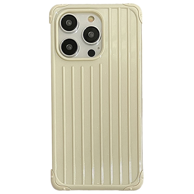 Glitter Stripe TPU Luggage Box Case For iPhone