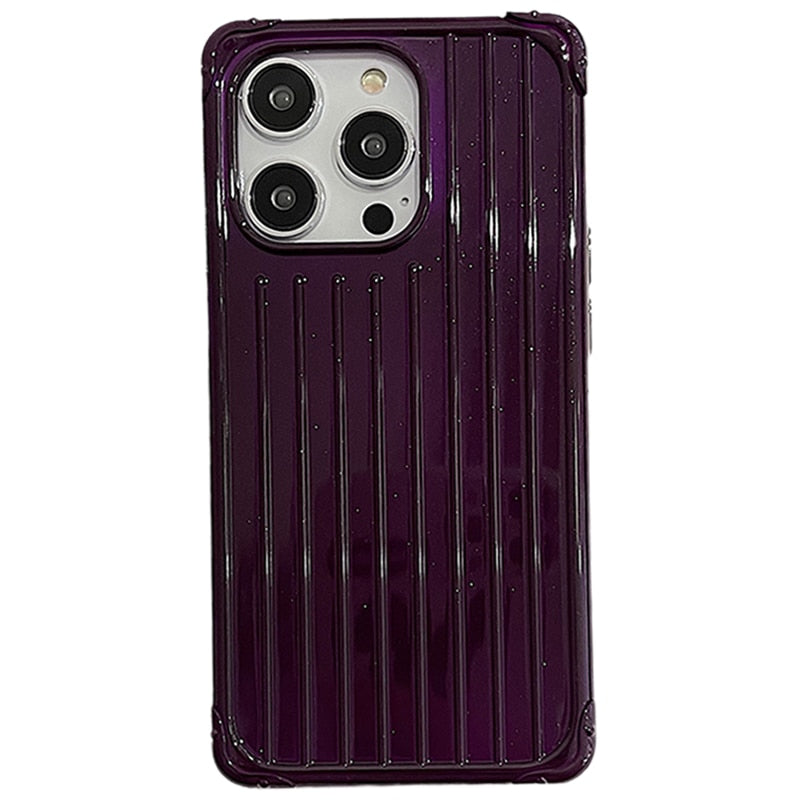 Glitter Stripe TPU Luggage Box Case For iPhone