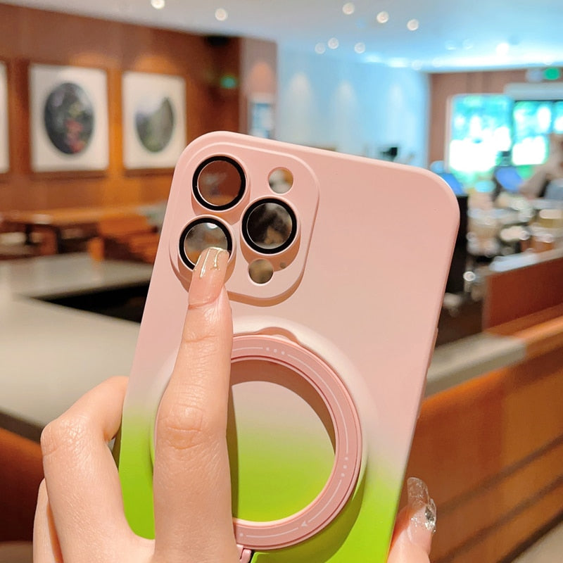 Holder Camera Cover Magnetic Soft Case For iPhone