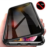Anti-peeping 360° protection magnetic tempered glass case For iphone