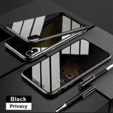 Anti-peeping 360° protection magnetic tempered glass case For iphone