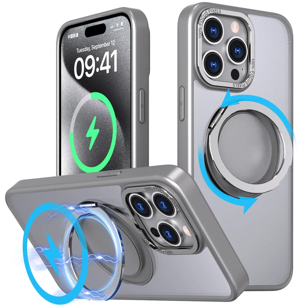 Magnetic Gear Decompression Rotating Matte Holder Case For iPhone