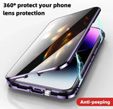 Anti-peeping 360° protection magnetic tempered glass case For iphone