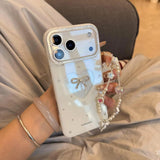 Glitter hollow heart chain mobile phone case for iPhone