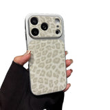 Large-Window Glitter Leopard Print Case for iPhone