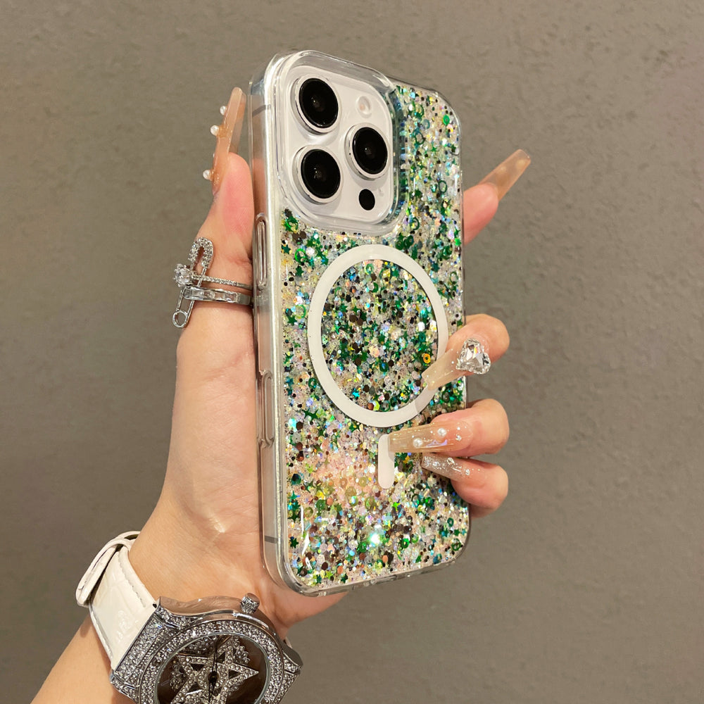 Shell pattern glitter gradient magnetic case for iPhone