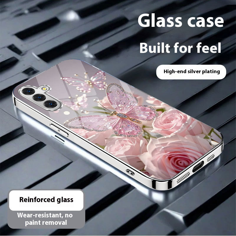 Electroplated silver butterfly case for Samsung