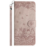 Solid color embossed cat card slot case for iPhone