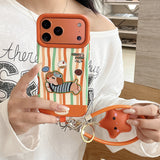Large-hole orange embroidered dog case for iPhone