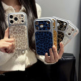 Large-Window Glitter Leopard Print Case for iPhone