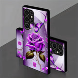 Rose & Butterfly Tempered Glass Case for Samsung