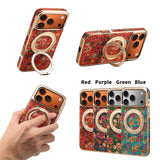 Flower Language Gear Electroplating Magnetic Bracket Case For iPhone