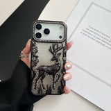 Christmas Sparkling Diamond Deer Case For iPhone