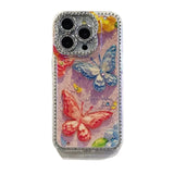 Oil painting style rhinestone butterfly case for iPhone