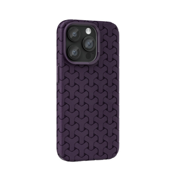 Leather texture wear-resistant dogtooth pattern case for iPhone