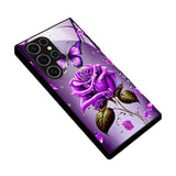 Rose & Butterfly Tempered Glass Case for Samsung