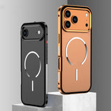 Metal frame frosted back panel magnetic case For iPhone