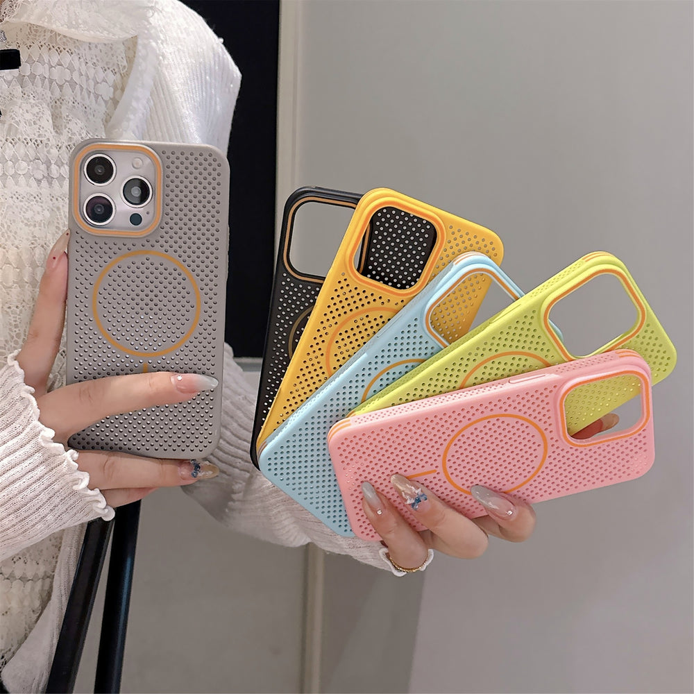 Heat dissipation Magsafe magnetic contrast color case for iPhone