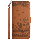 Solid color embossed cat card slot case for iPhone