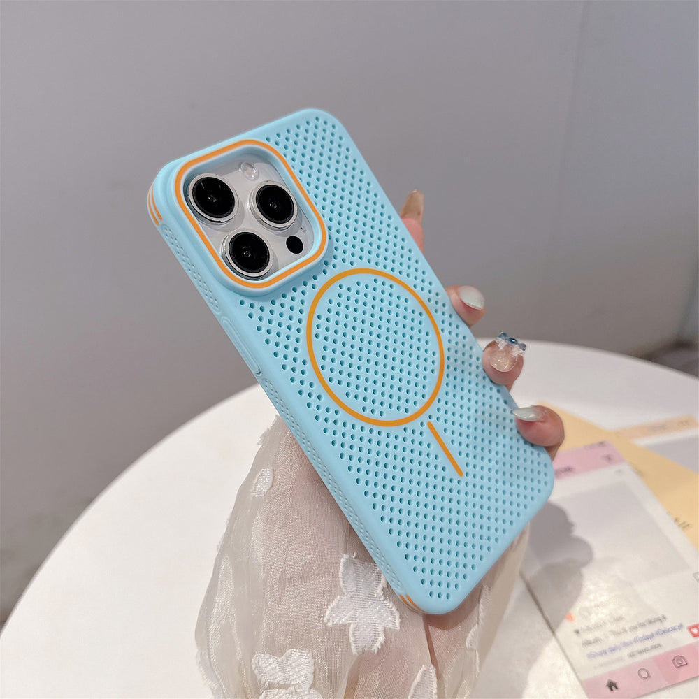 Heat dissipation Magsafe magnetic contrast color case for iPhone