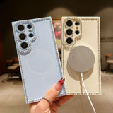 Magsafe Magnetic Glitter Diamond Frame Case for Samsung